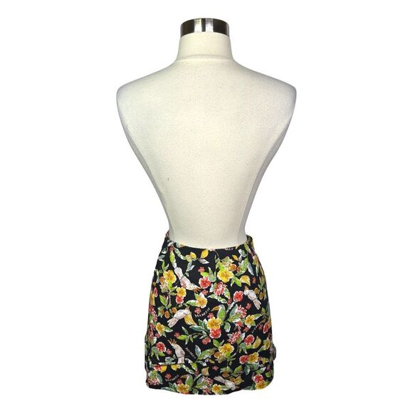 WAYF Kenny Linen Blend Wrap Skirt - Black Hawaiian Print - Size Medium - Picture 7 of 10